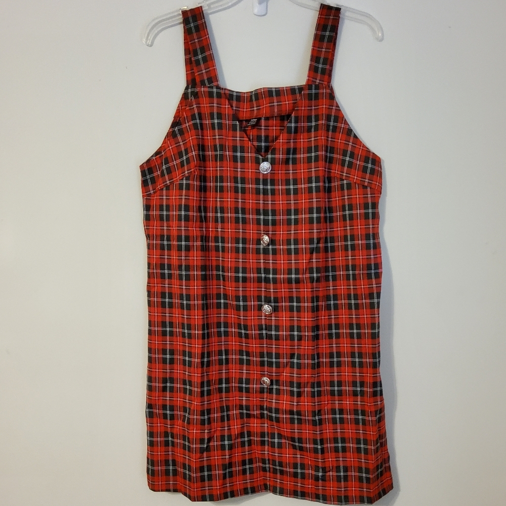 Niay Red /Black Plaid Midi Dress Size L